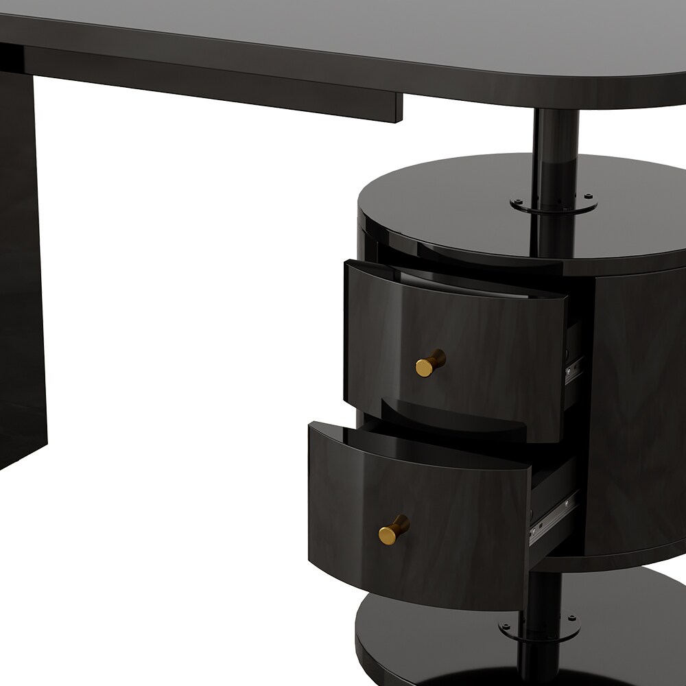 Vicco Schreibtisch Lara Schwarz Hochglanz 120 x 50 cm mit 2 Schubladen