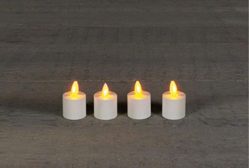 Oplaadbare Waxinelichtjes - Wit - Bewegende Vlam - 4 Stuks