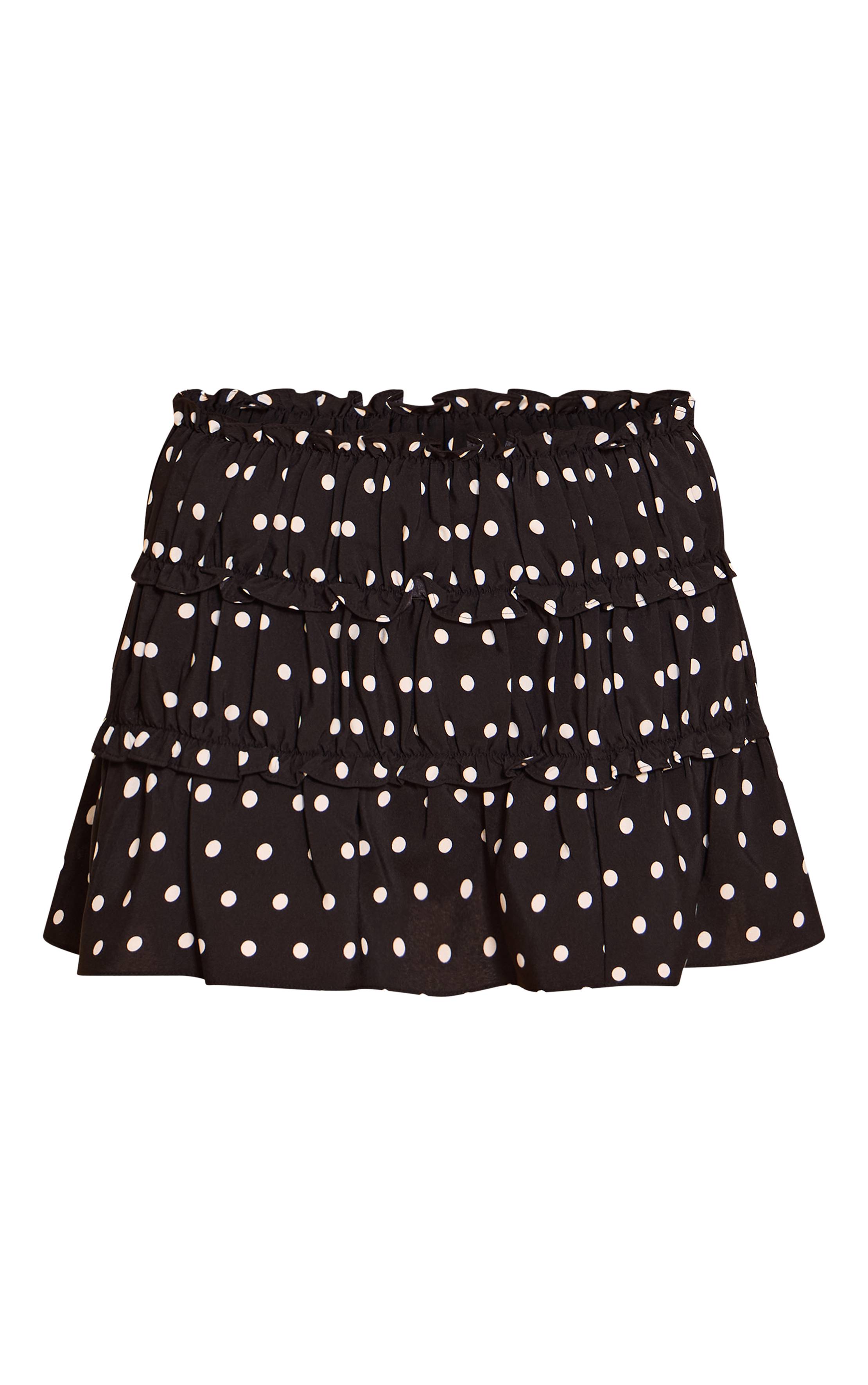 Noir Jupe Mini À Pois À Volants Coordonnée Petite