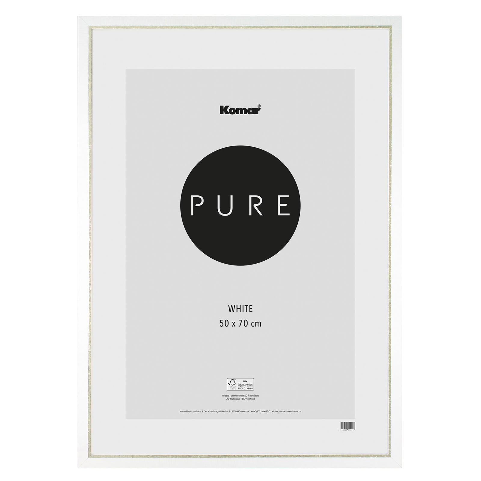 Holz-Bilderrahmen ELEGANT WHITE - weiß-gold - 50x70 cm