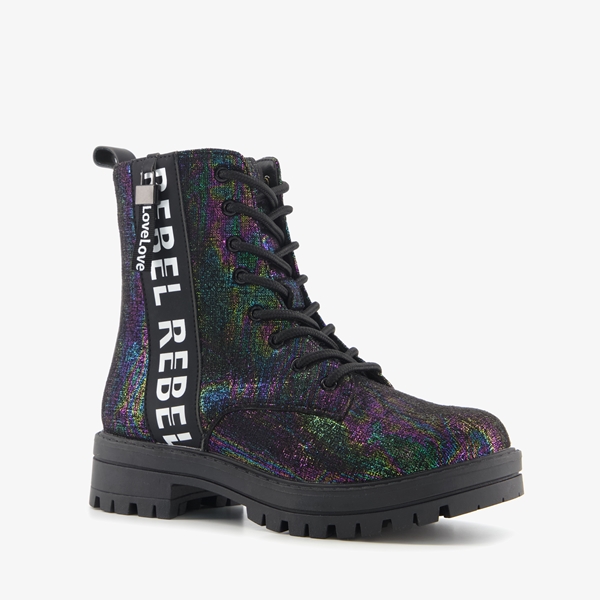 Blue Box meisjes veterboots met label zwart