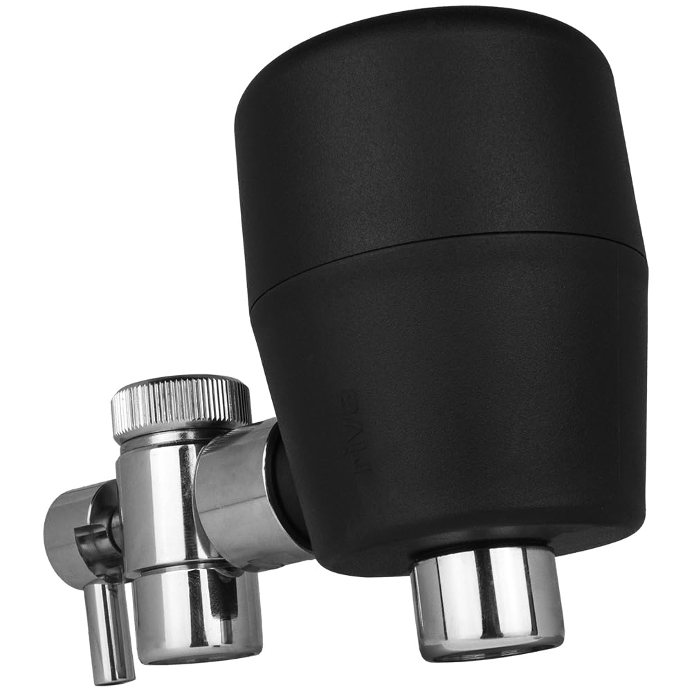 S Viva EM Wasserhahnfilter schwarz - Wasserfilter mit Blockaktivkohle und EM Keramik, Schadstofffilter und Wasservitalisierung für Kalt- & Warmwasser