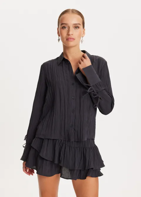 Blouse met strikjes zwart (ZWART)