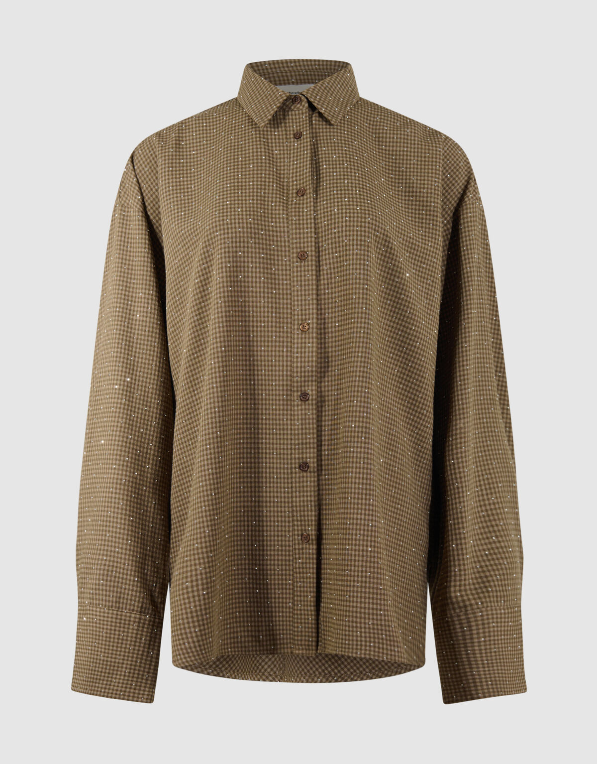 Oversized Ruiten Strass Blouse Bruin