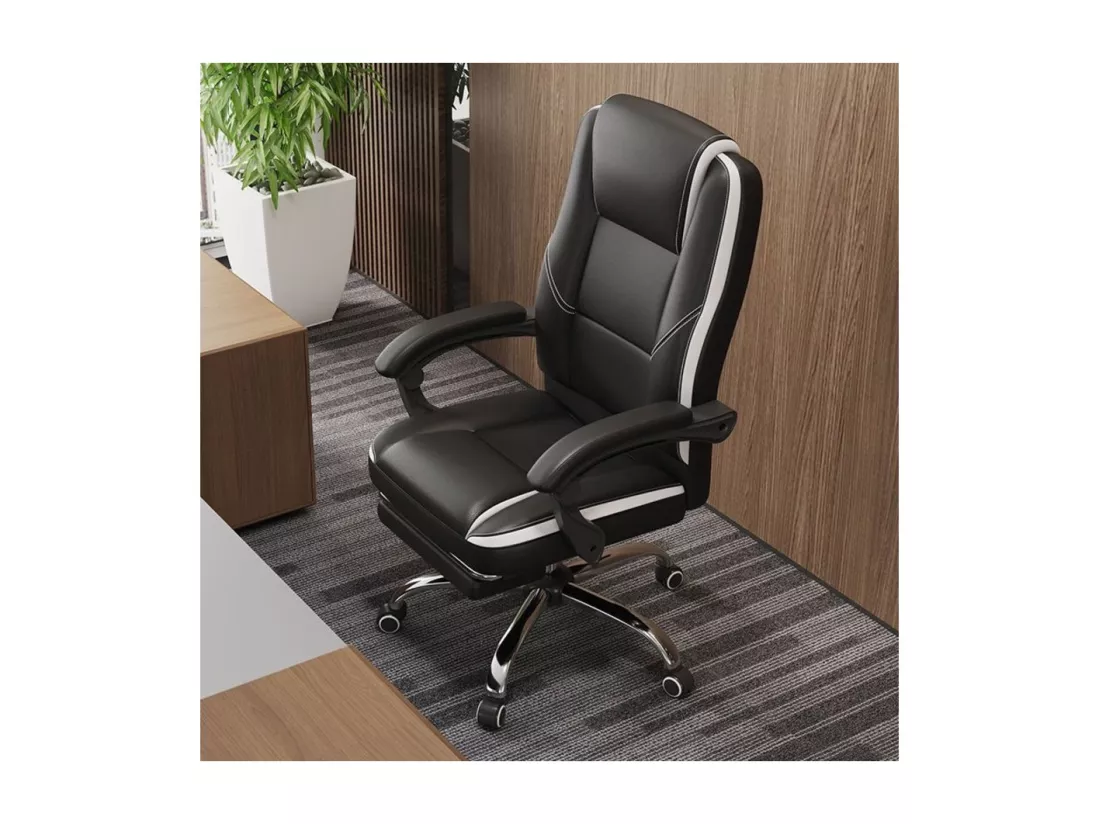 Fauteuil de bureau en simili avec repose pieds 