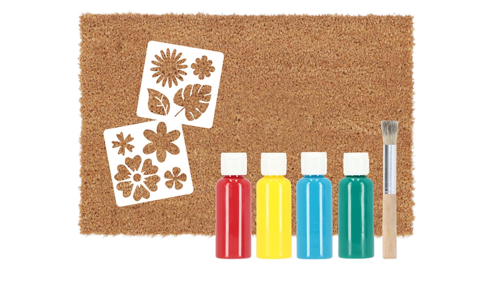 Fussmatte Blumen 40 cm x 60 cmTürmatte-Set mit Farben und Schablonen