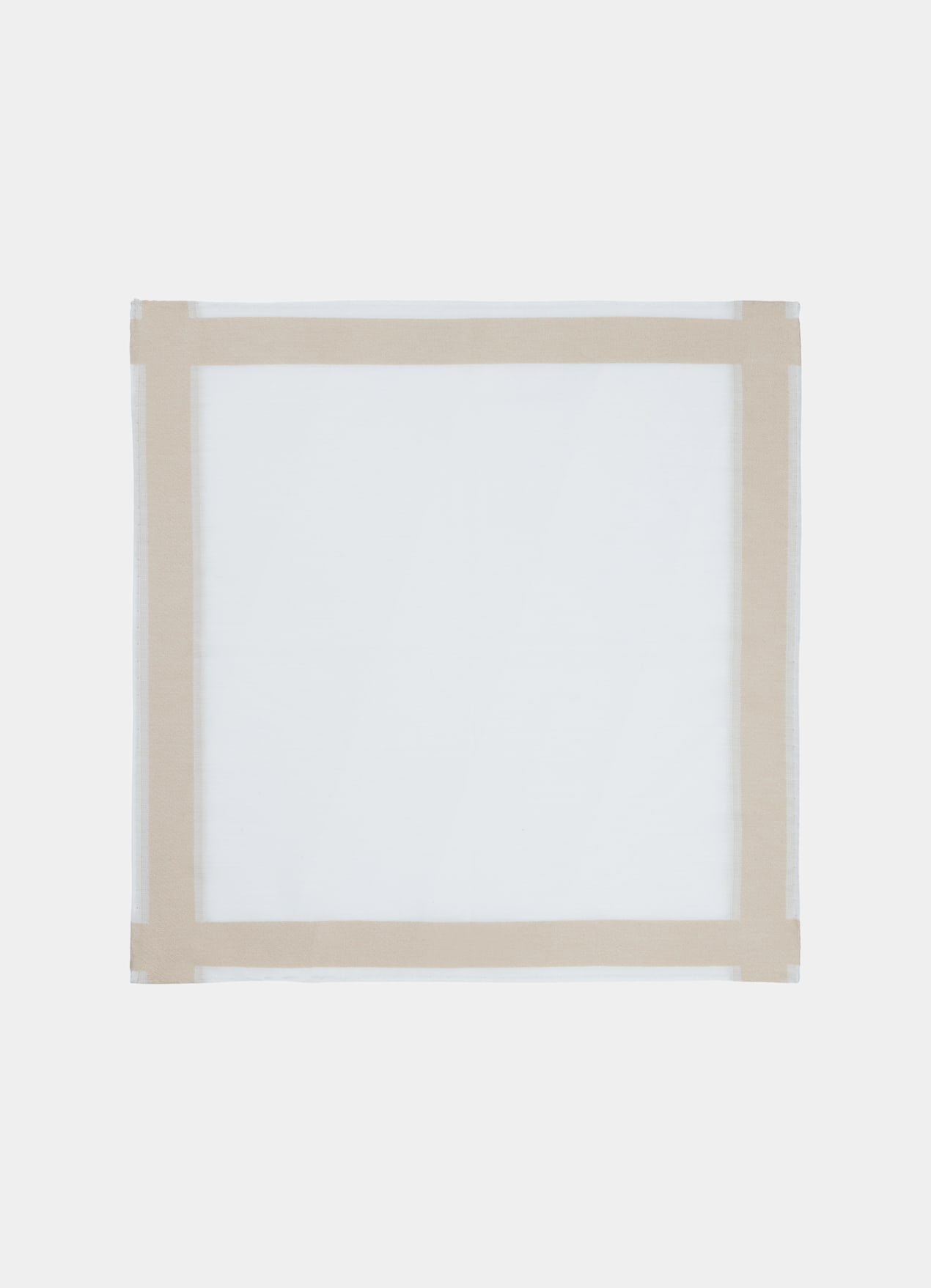 Mouchoir de poche blanc au contour marron clair