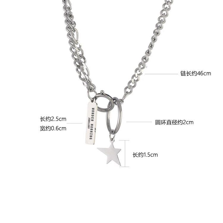 Malikasa - Star Tag Hanger Ketting van Roestvrij Staal