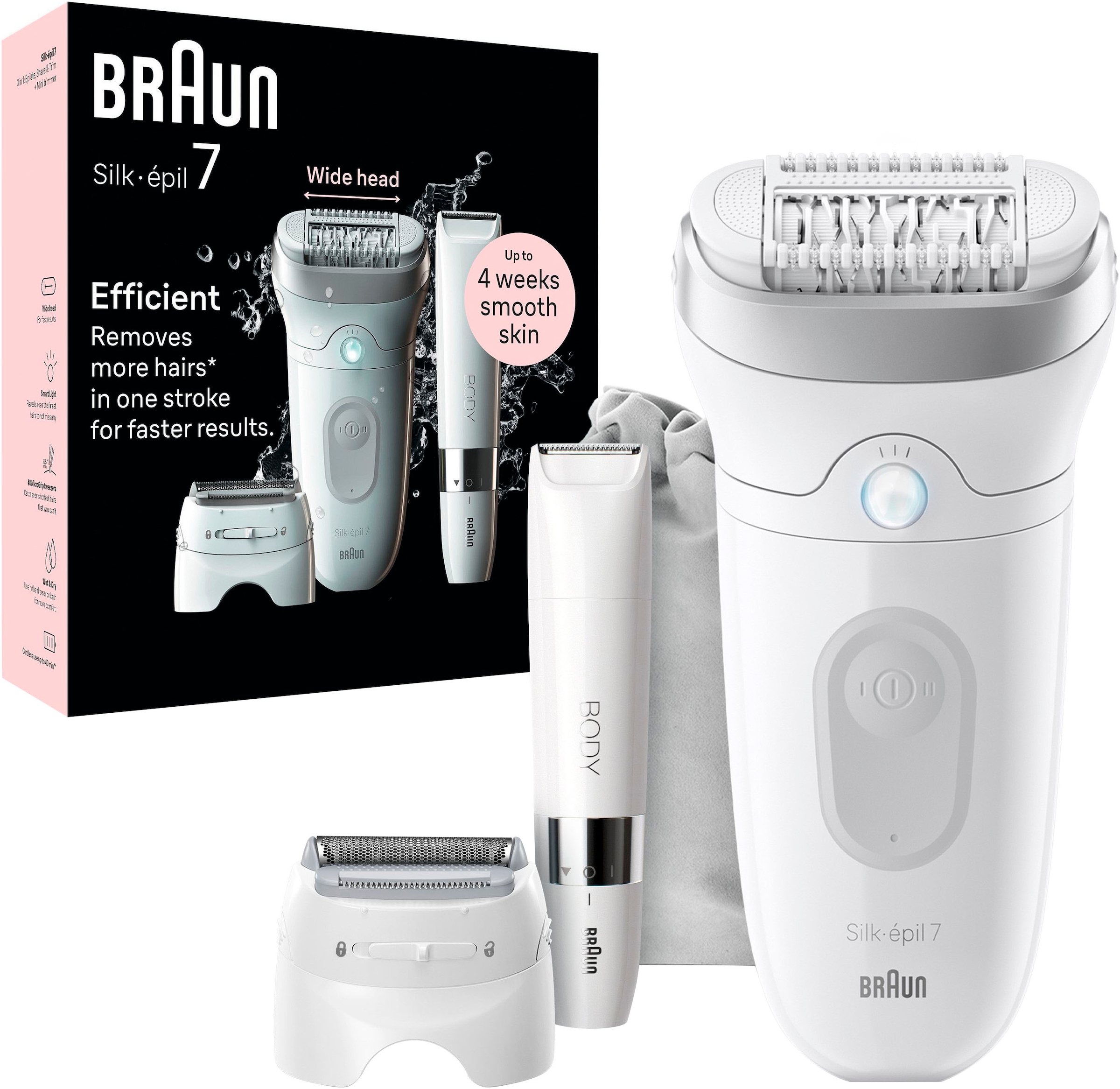Braun Epilierer »Silk-épil 7 7-441« Rasier-& Trimmeraufsatz, Mini-Rasierer für den Körper, Wet&Dry