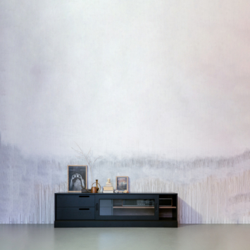 WOOOD TV meubel James zwart notenprint grenenhout 50x180 cm