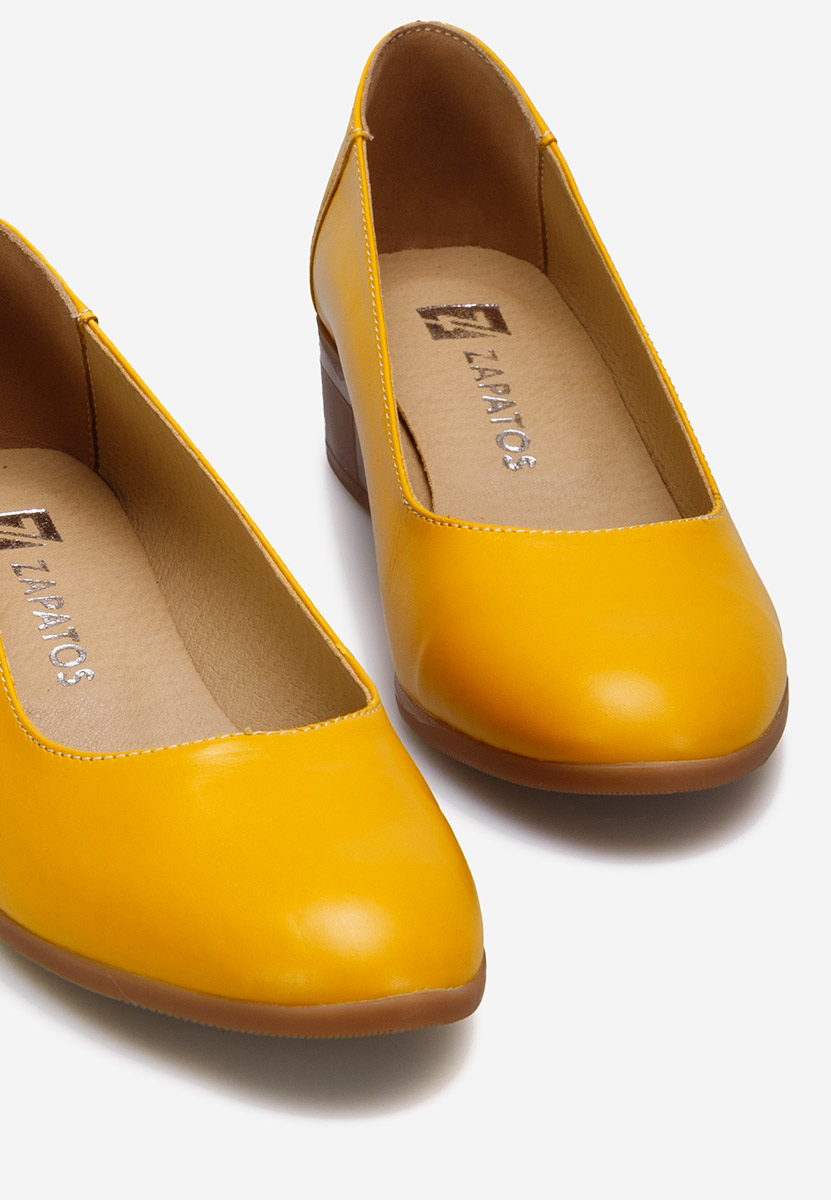 Chaussures femme en cuir naturel jaunes Montremy