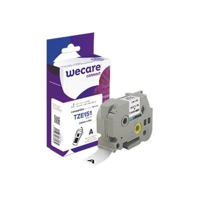 Wecare connect - Ruban d'étiquettes auto-adhésives pour Brother TZE151 - 1 rouleau (24 mm x 8 m) - fond transparent écriture noire