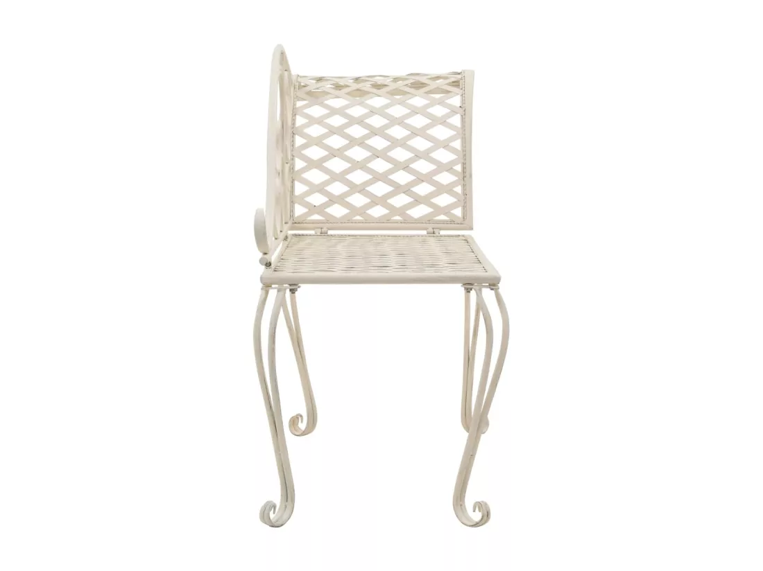 Prolenta Premium - Chaise longue de jardin 128 cm Métal Antique Blanc