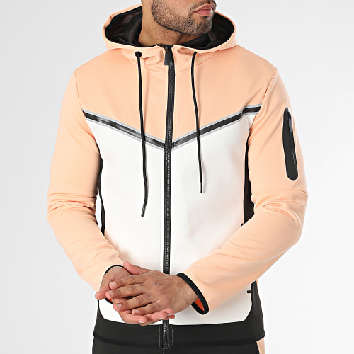 Ensemble De Survetement Orange Clair Noir Blanc