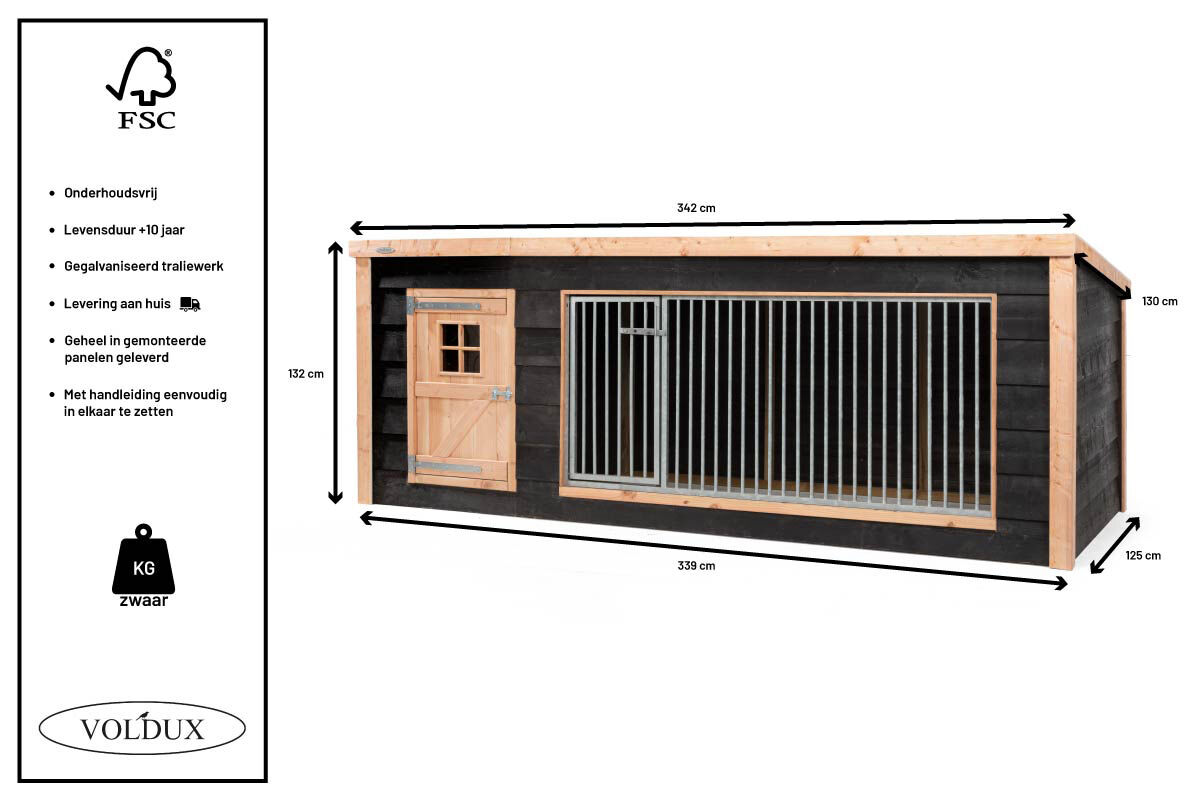 Voldux Reno - Hondenkennel - 132x130x442 cm - XL