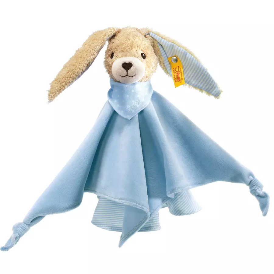 Steiff Hoppel Hase Schmusetuch 28 cm blau