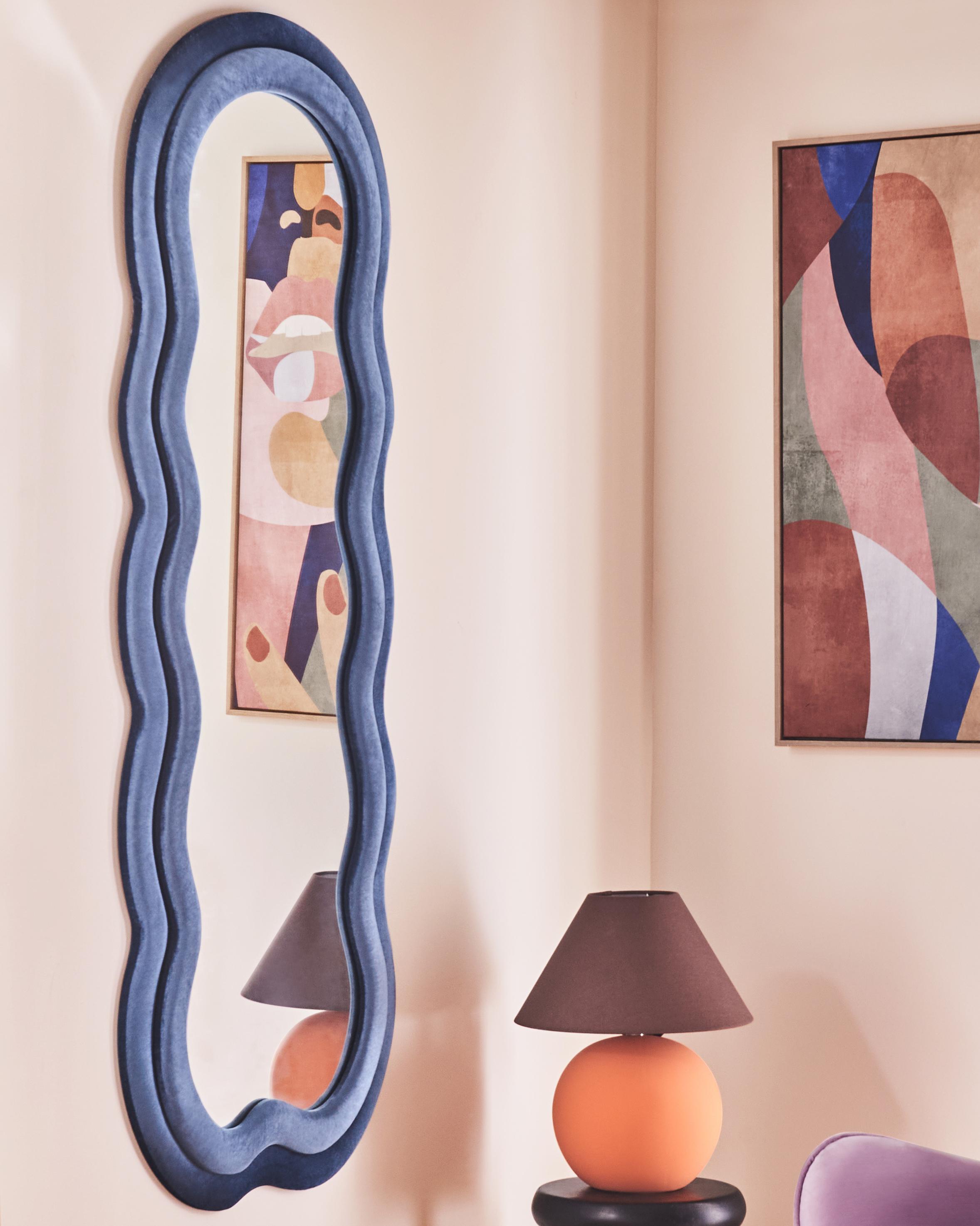 Wandspiegel LACS 57 cm 160 cm Fluweel Blauw