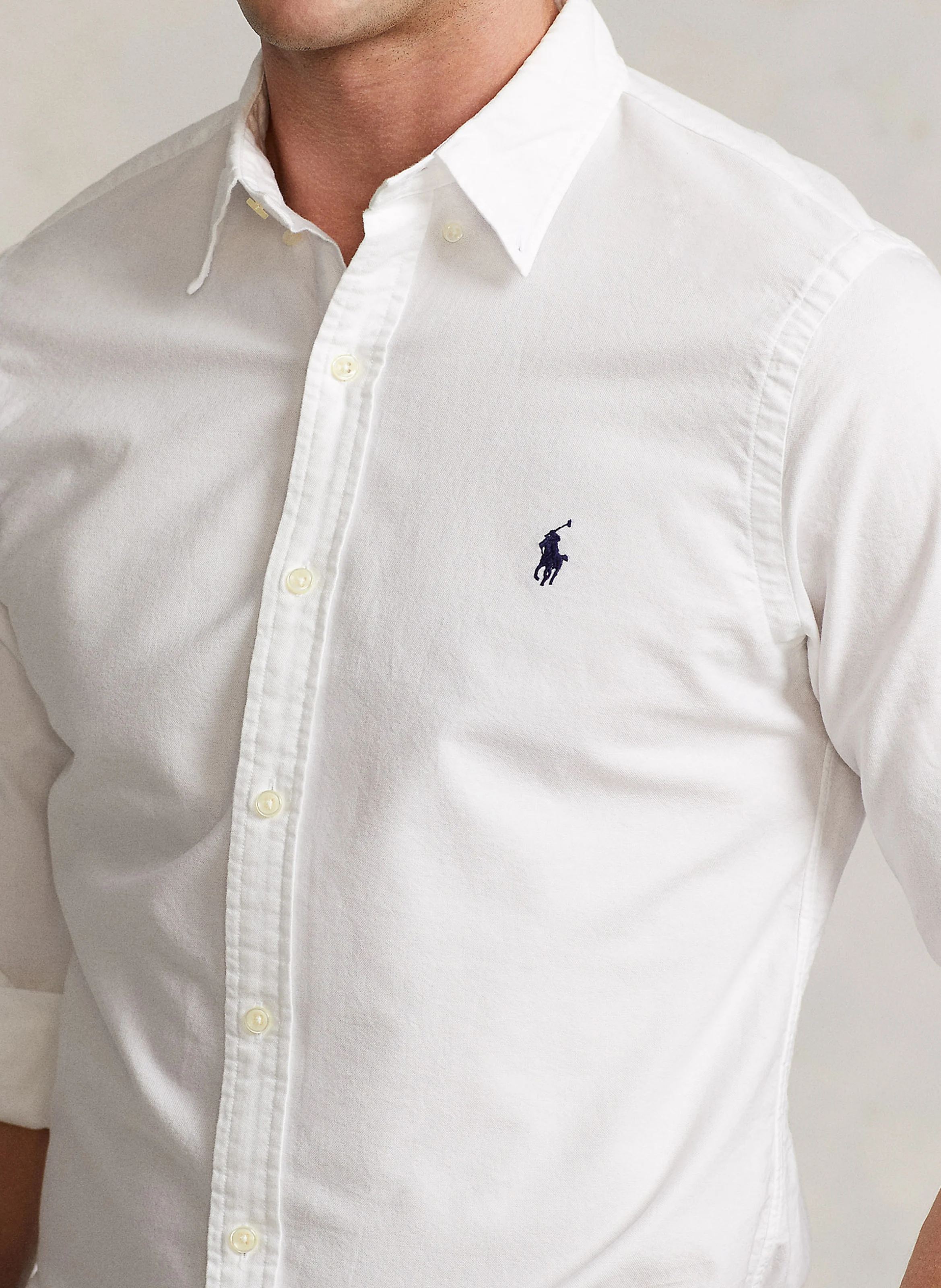 Chemise col américain slim-fit en coton | Blanc