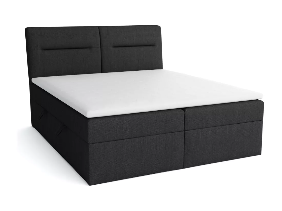 LE LIT BOXSPRING Moderno avec coffres de lit et surmatelas, en tissu Lux 23 (noir), 160x200 cm.