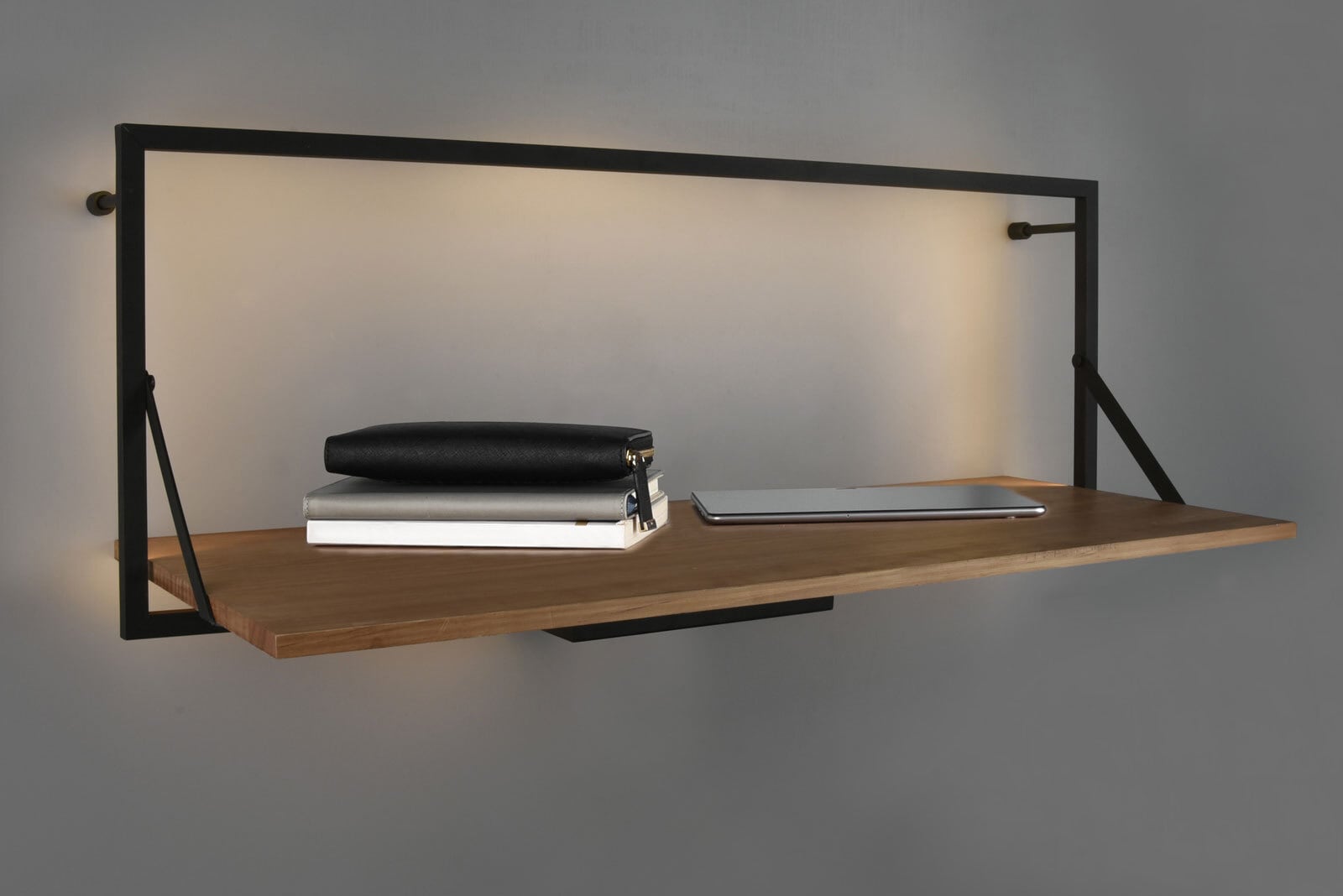 Wandregal LEONIE 30 x 90 cm braun/ schwarz