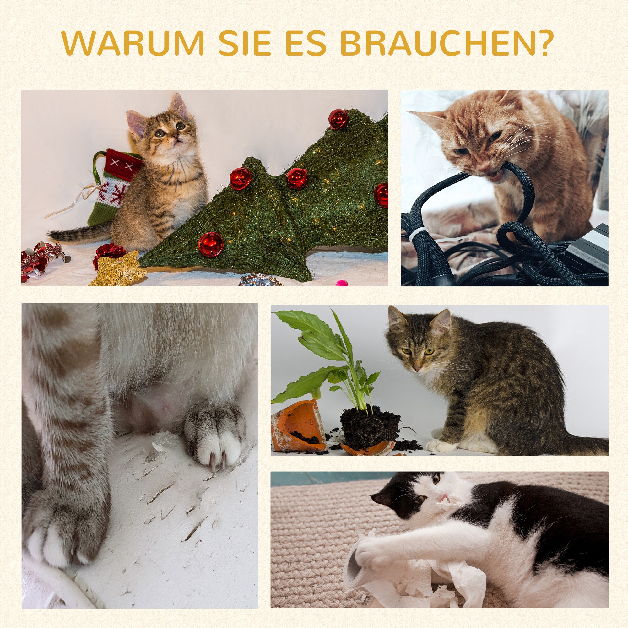 PawHut Kratzbaum mit Spielball und Liegeebene beige 55L x 55B x 83H cm