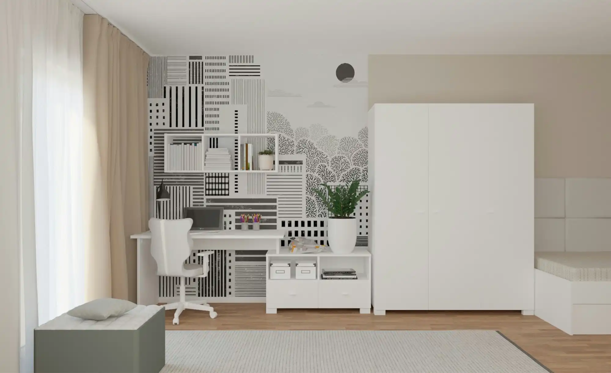 Kleiderschrank Uni White