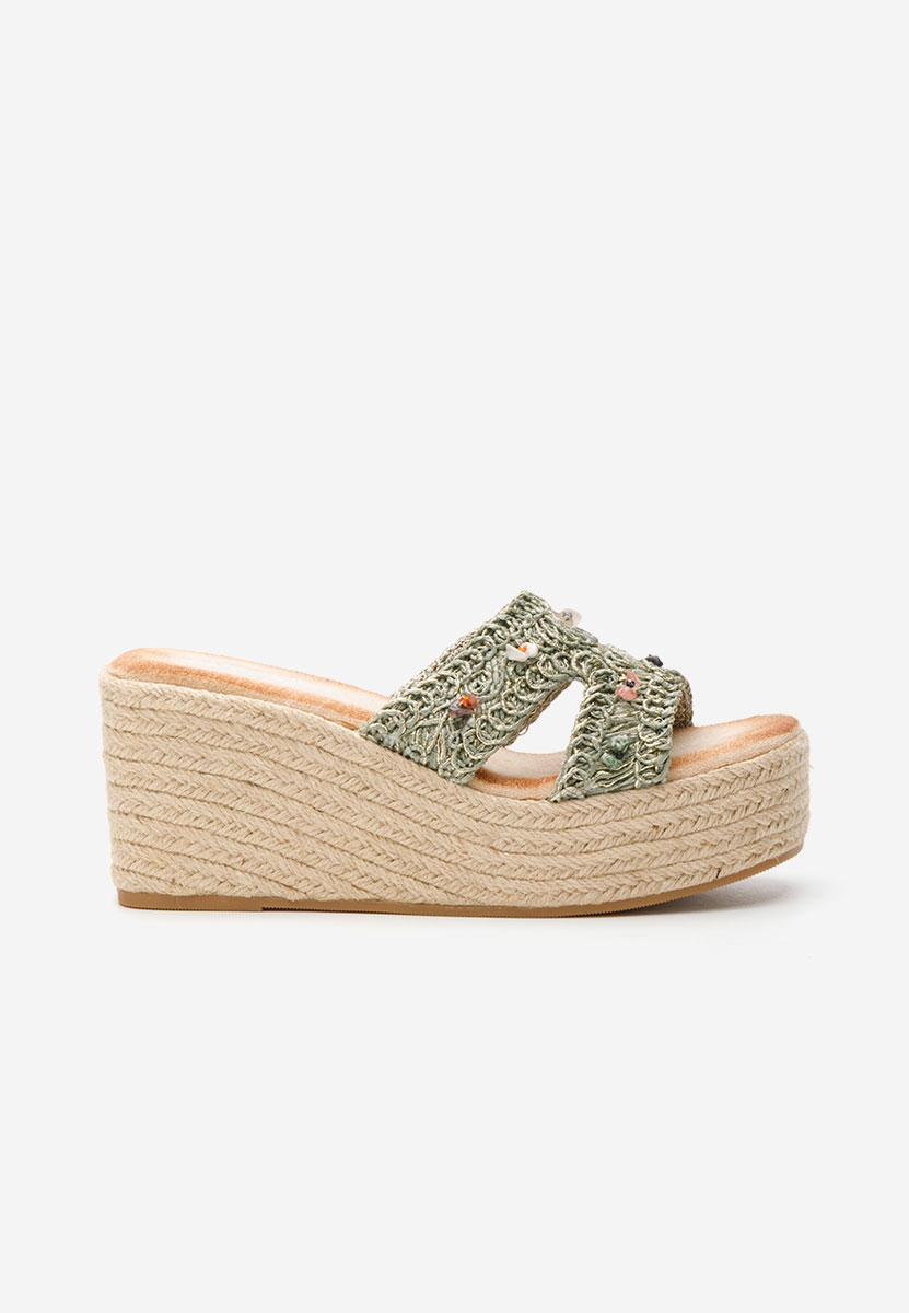 Mules à plateforme vert Laurine
