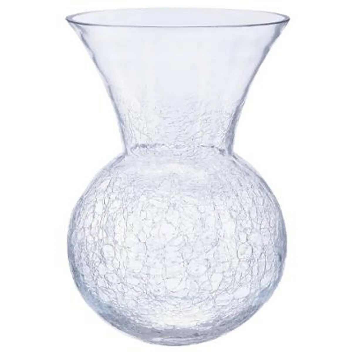 Vase Verre Craquelé Boule 28cm Transparent
