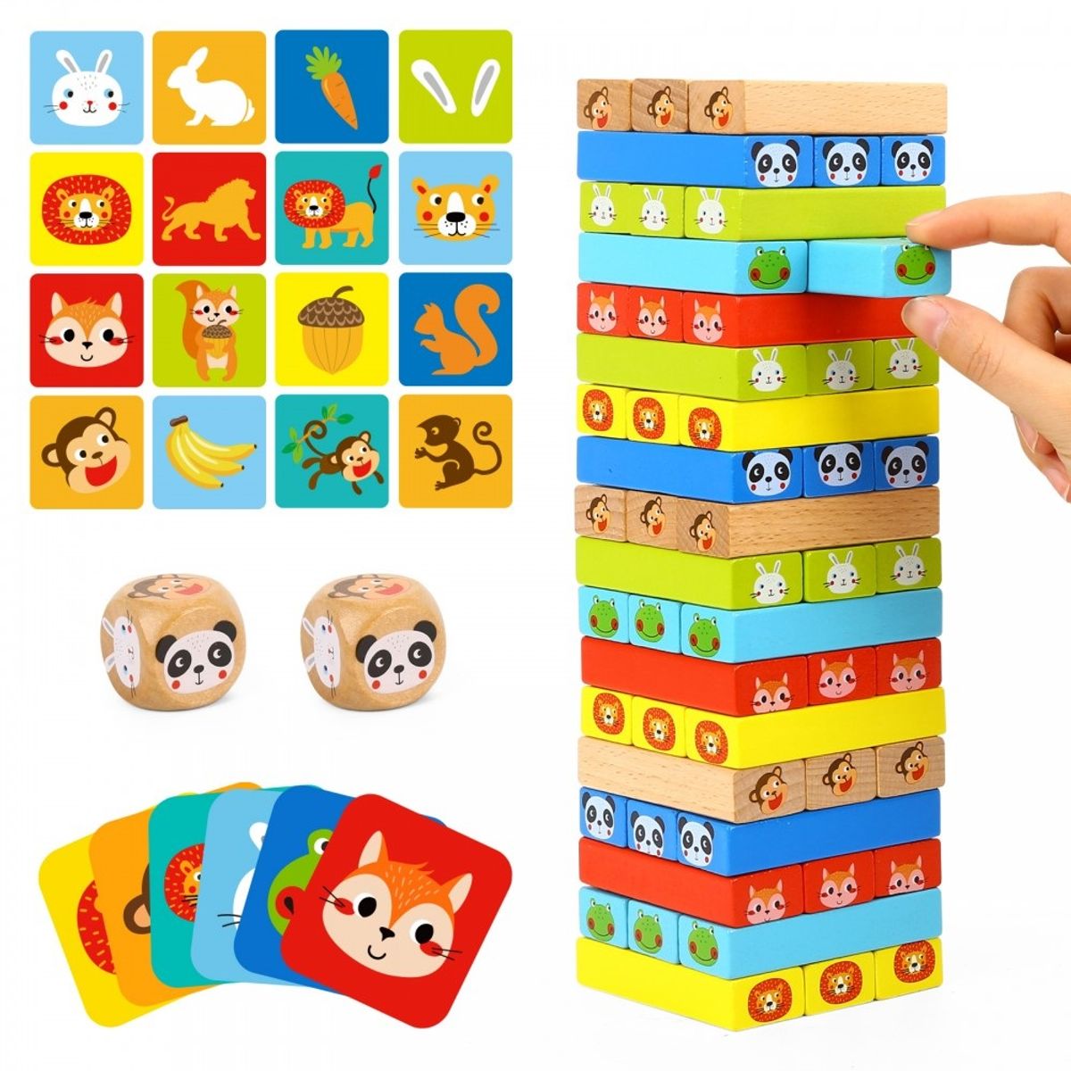 Tooky Toy Stapelturm TY704 Holz 80-teilig Würfel Wackelturm Gleichgewichtsspiel boy girl