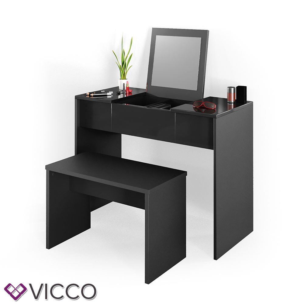 VICCO Universalhocker Bank schwarz - Frisiertisch Kommode Spiegel
