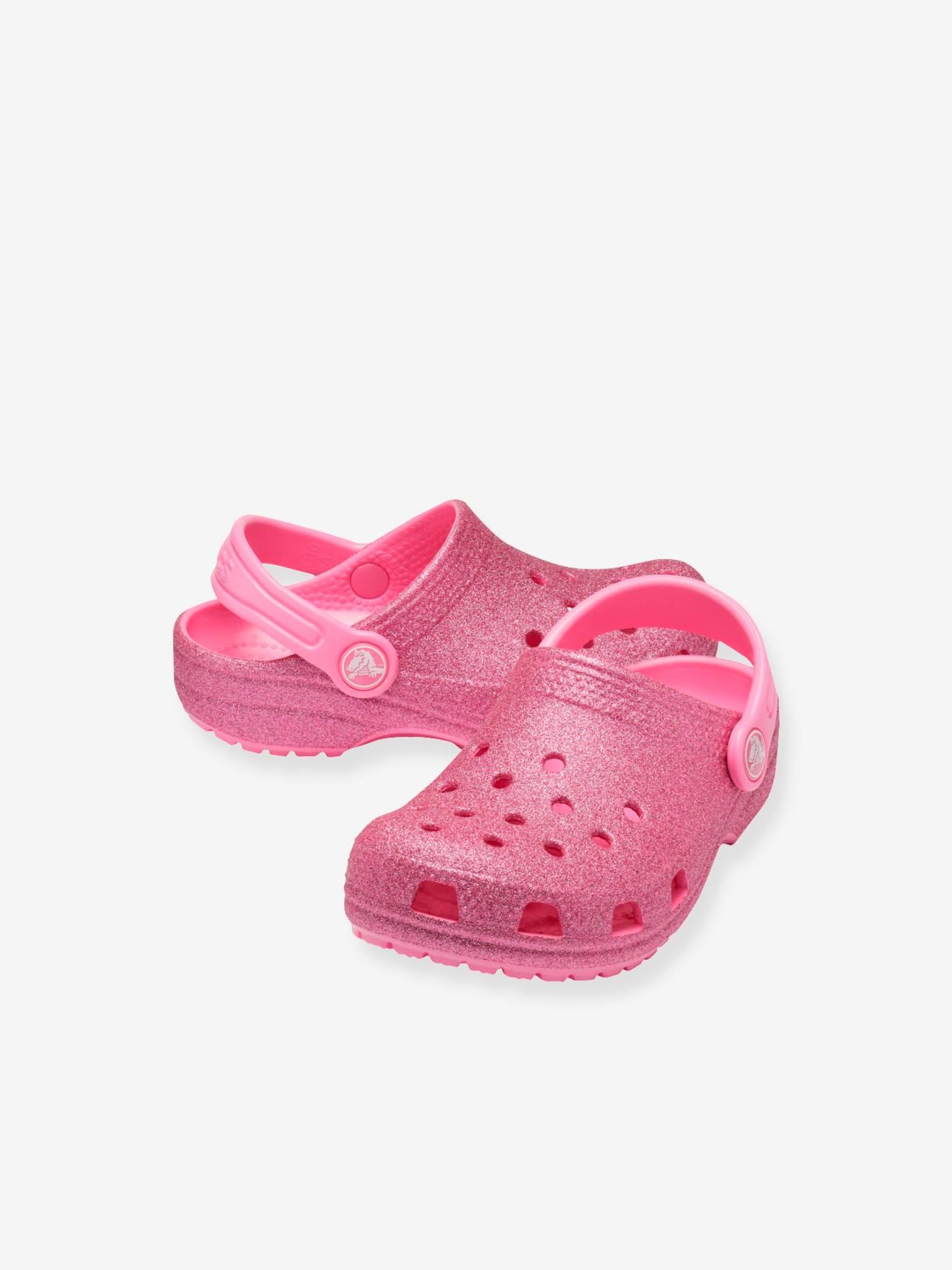 Tamancos infantis Crocs™ Classic Glitter Clog T tamanho médio rosa liso