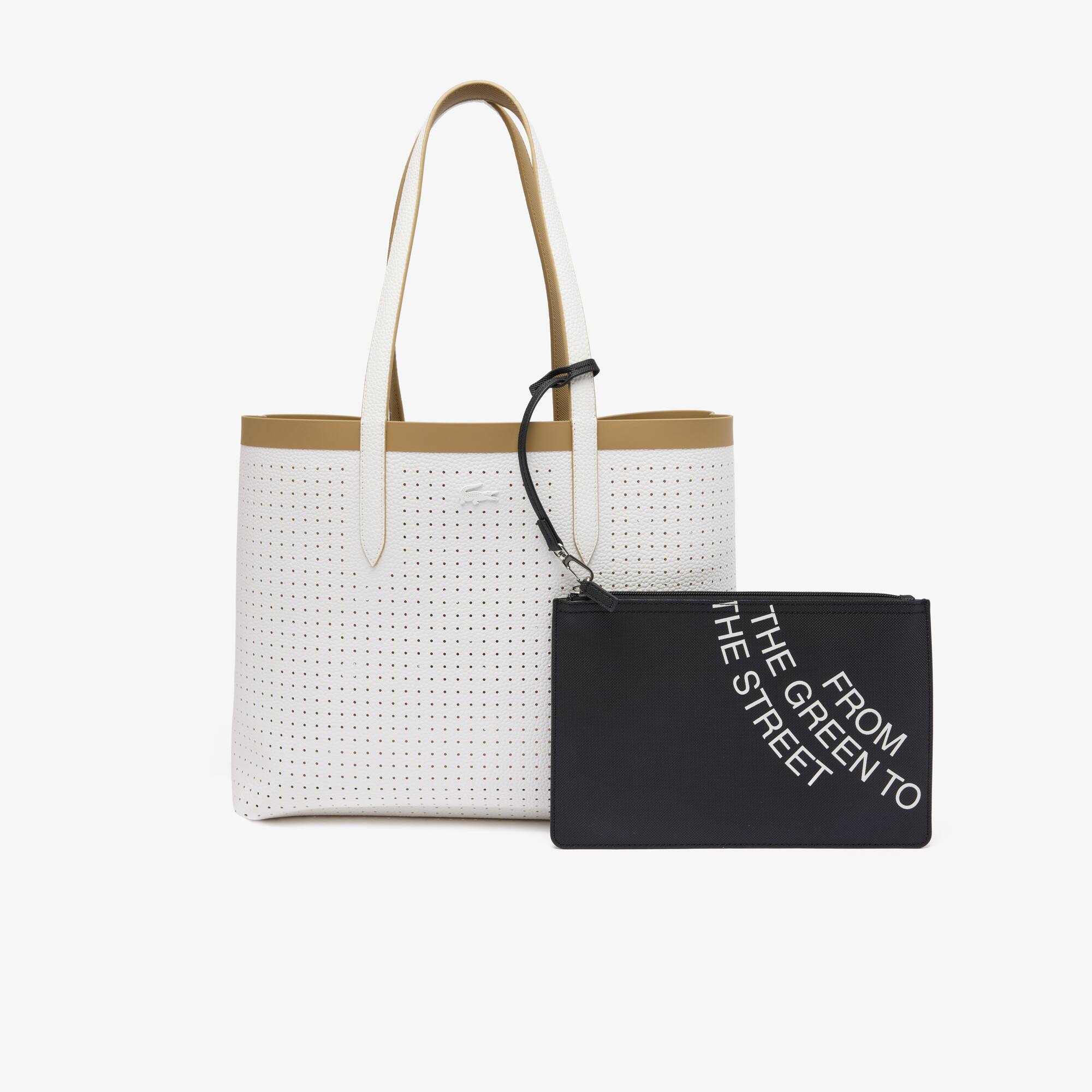 Wendbare Tote Bag mit Piqué-Effekt. Taschen - Beige - Lacoste - Damen