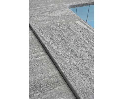 FLAIRSTONE Zwembadrand, Arctisch Gneis element, recht grijs, 1 lange zijde afgerond, 115 x 35 x 3 cm
