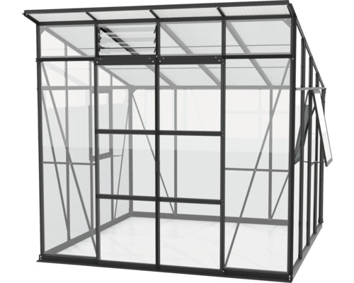 Kas Vitavia Playa 7600, enkelvoudig veiligheidsglas/holle kamerpanelen met funderingsframe, 258x291,6 cm, zwart