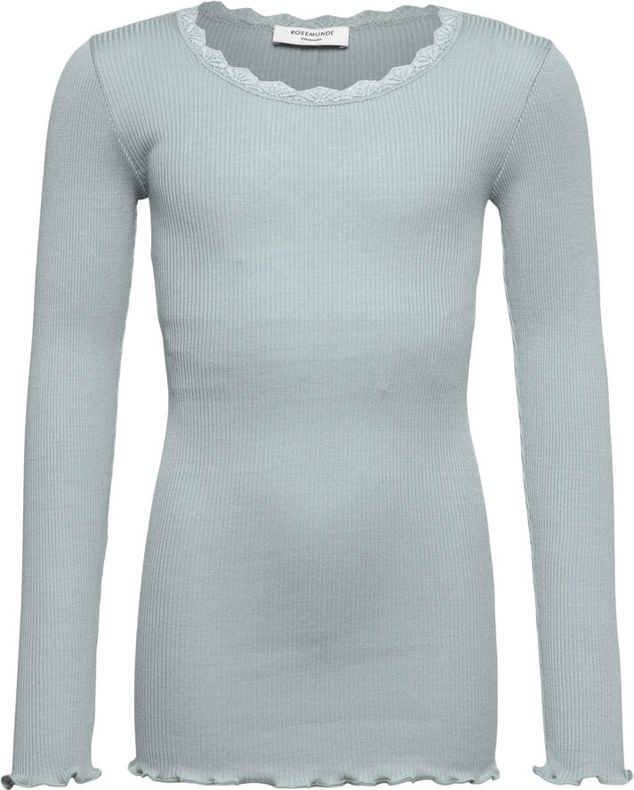 Rosemunde Silk t-shirt w/ lace Blå