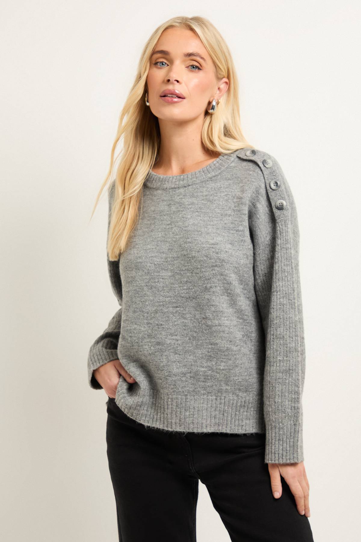 Wallis synthétiquell Tricoté Petite avec Détail Boutons