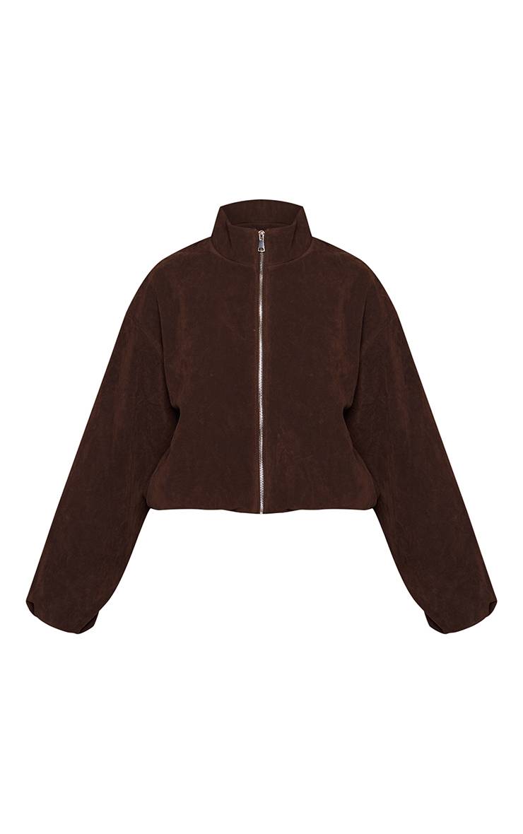 Marron Foncé Veste Bomber En Daim