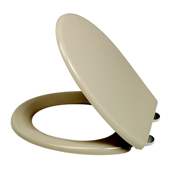 Abattant wc thermodur antibactérien + freins de chute + vis inox aisi 304 - majestic - beige gris