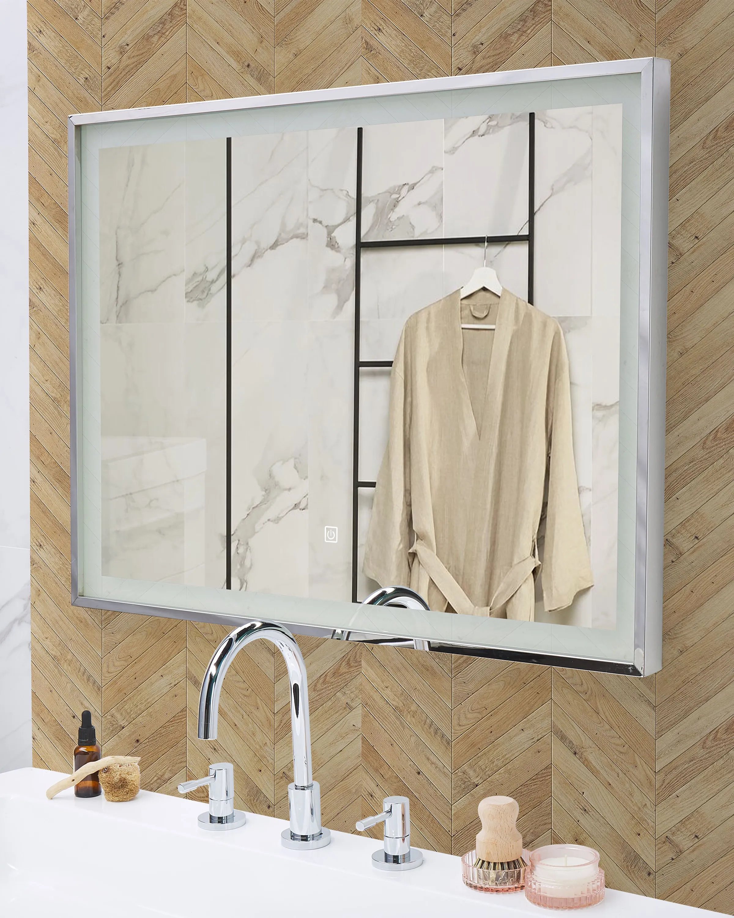LED badkamerspiegel ARGENS 80 cm 60 cm Zilver