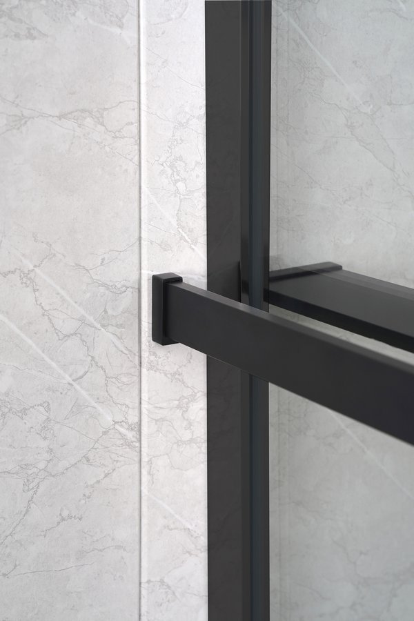 Sanigoods Obby inkortbaar handdoekrek / planchet voor douchewand mat zwart 140cm