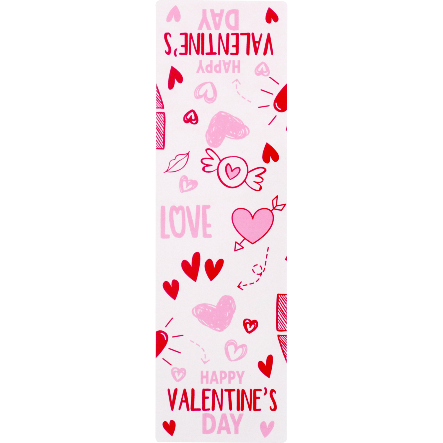 Sluitsticker, Happy Valentine’s Day, 200x60mm, papier + PP, roze/rood
