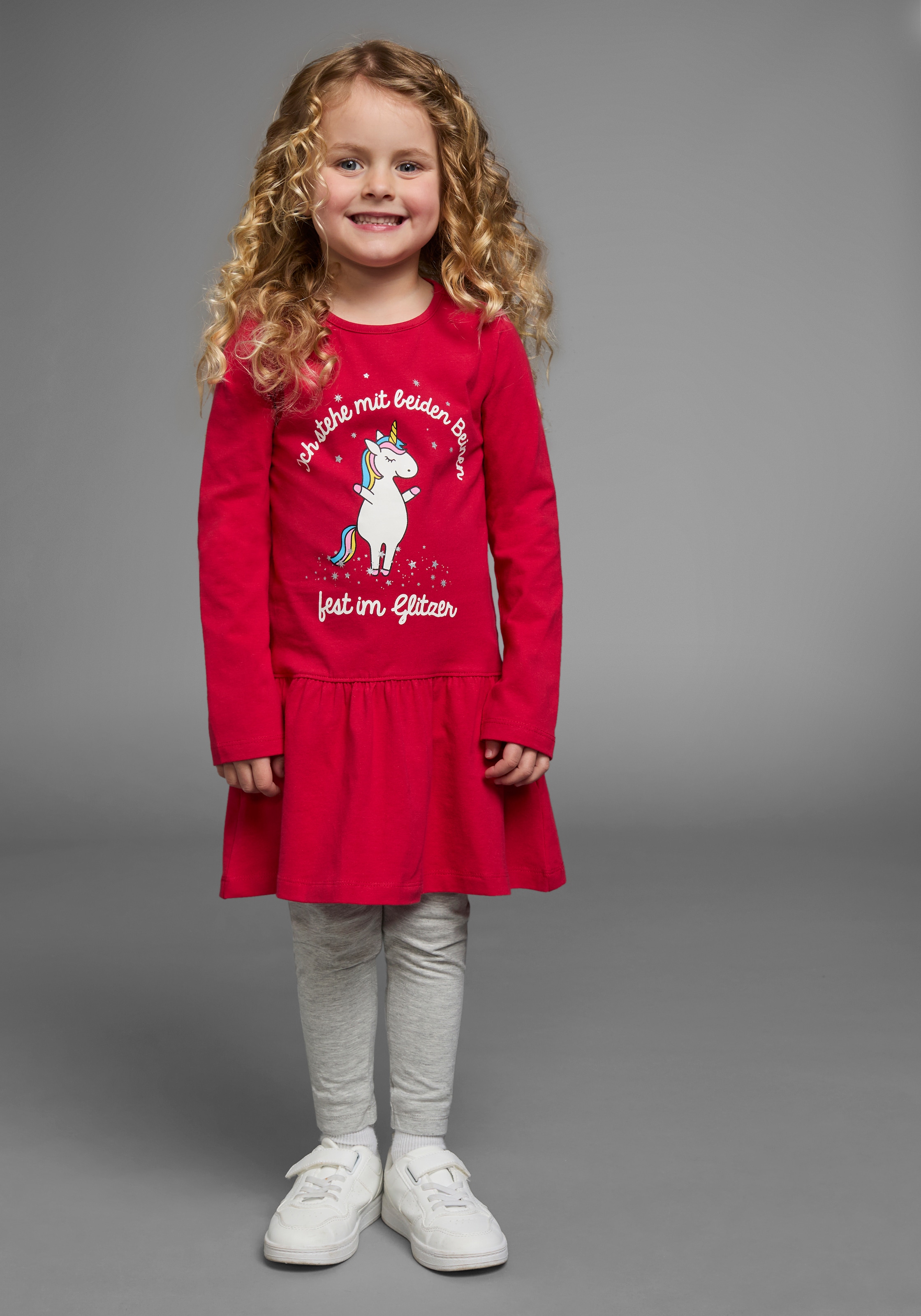KIDSWORLD Jerseykleid »Einhorn« festliche Anlässe,  kniefreie Länge,  aus Baumwollmischung