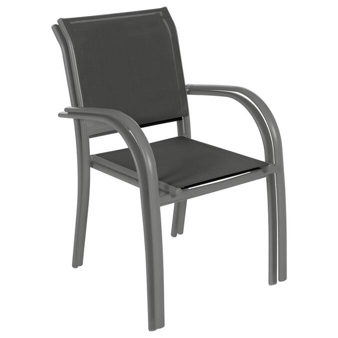 Fauteuil de jardin empilable PIAZZA Anthracite & Graphite