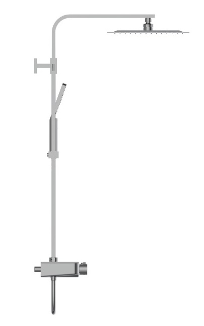 Schutte Ocean complete regendouche inclusief thermostaatkraan en planchet chroom/wit