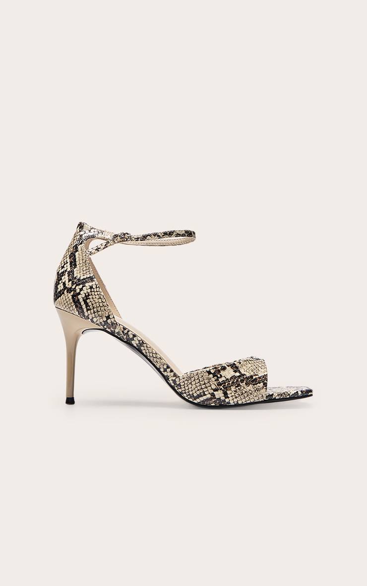 Naturel Sandales À Talons Minimalistes À Bout Carré Imprimé Synthétique
