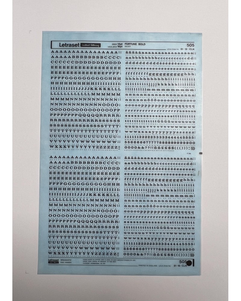 Letraset 505 - FORTUNE BOLD - 14/16pt