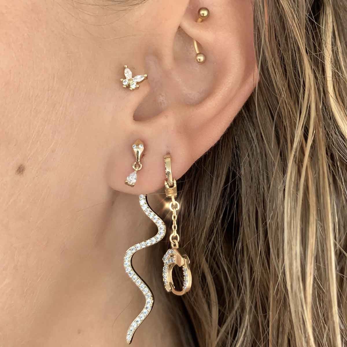 Boucle d'oreille - Baby menottes - Laiton doré or 1 micron