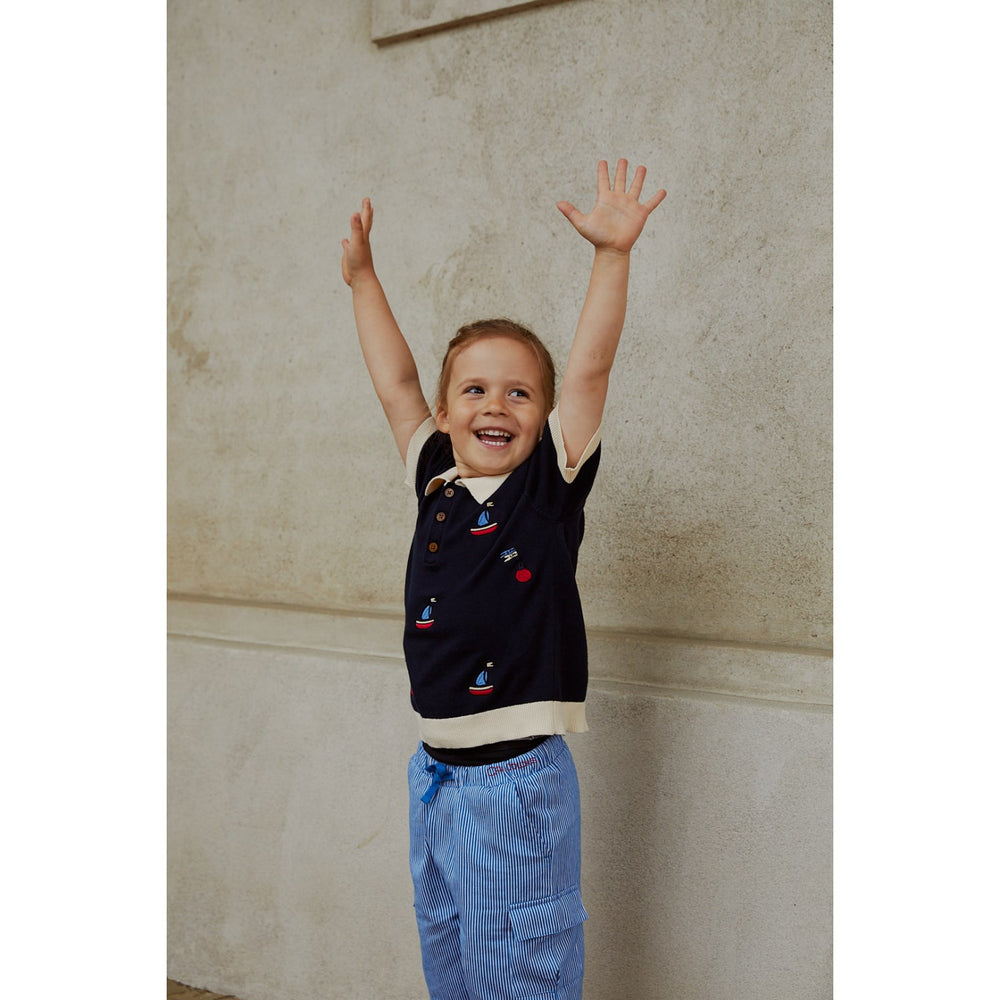 Køb COPENHAGEN COLORS Navy/Creme Kam. Polo m. Broderi