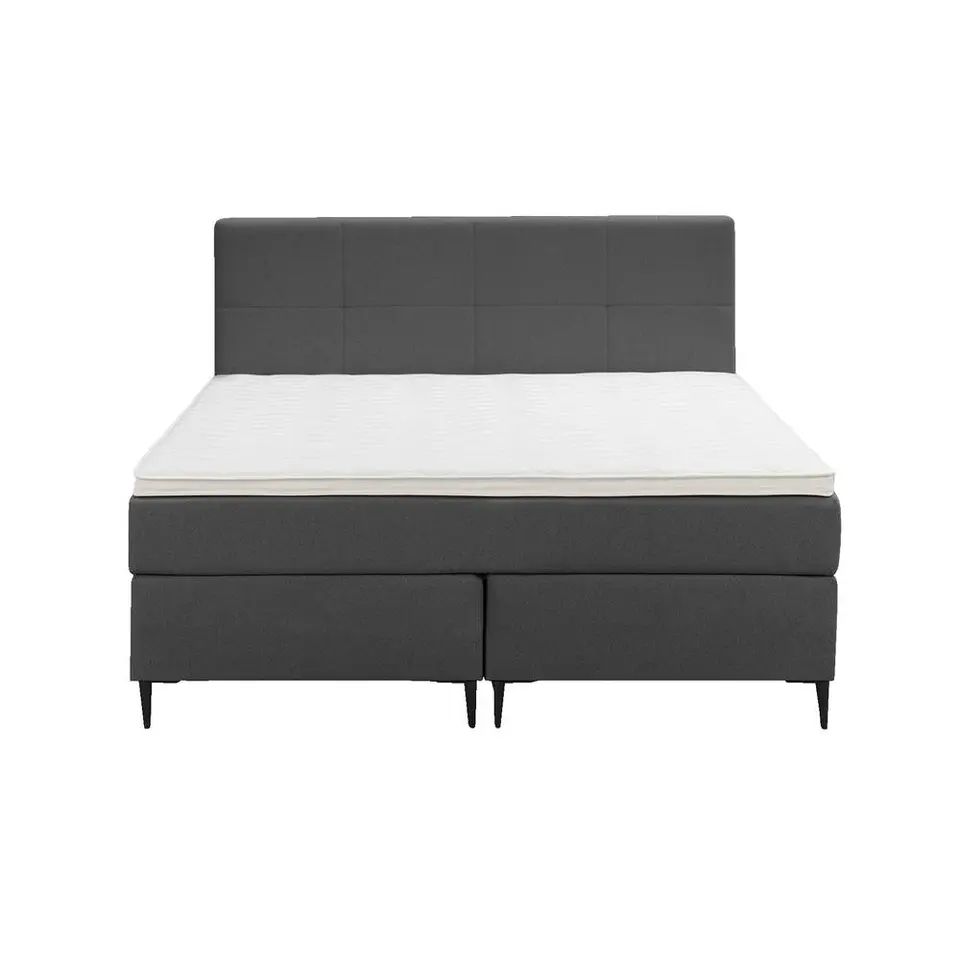 Boxspring Liv geblokt - antraciet - 140x200 cm - slanke poot