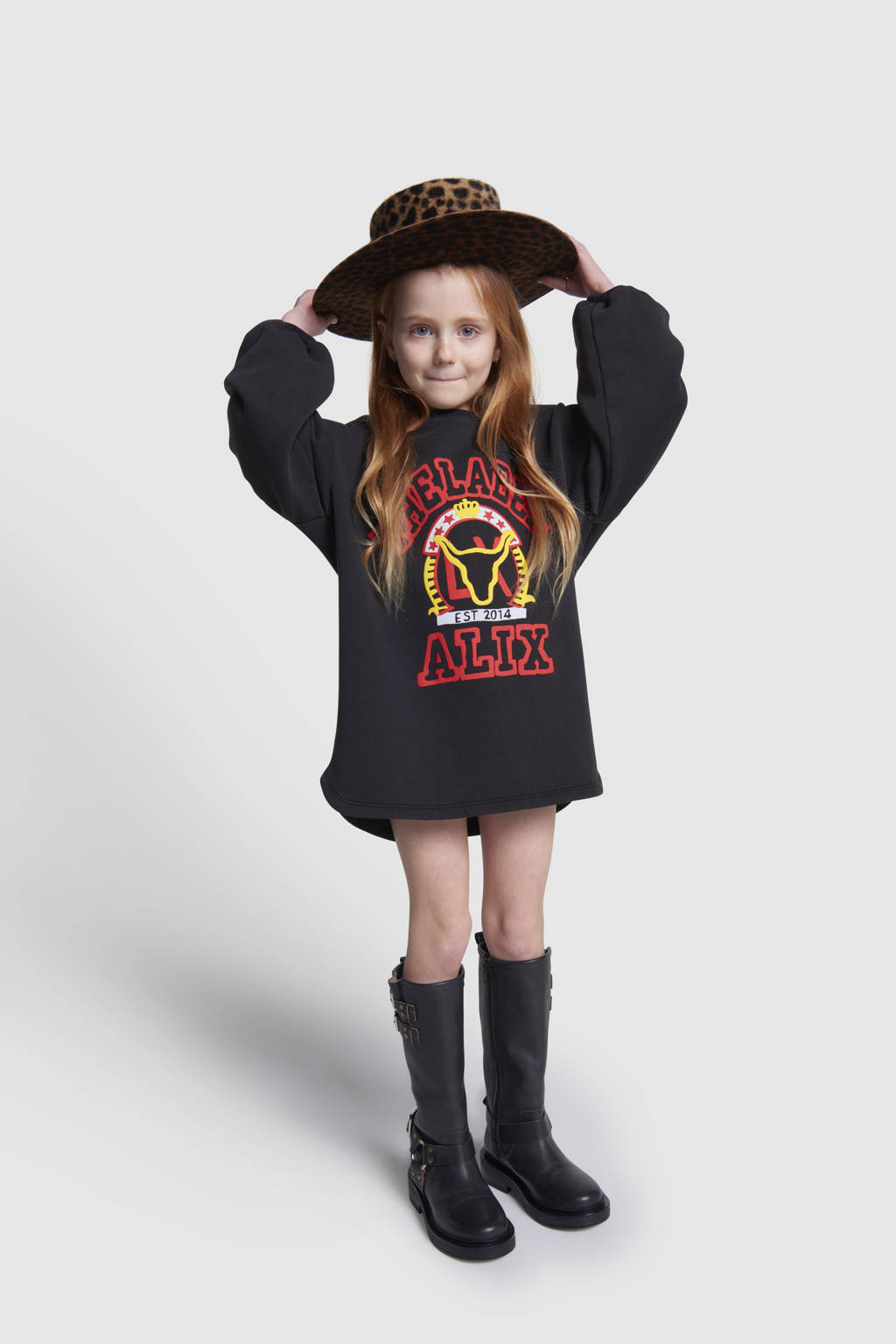 Alix the Label sweatjurk met printopdruk zwart/rood/geel